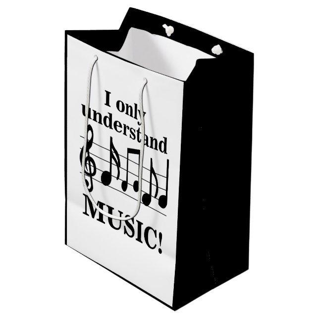 Bolsa De Regalo Mediana Black and White Music Notes Musician Party (Angulo Anverso)
