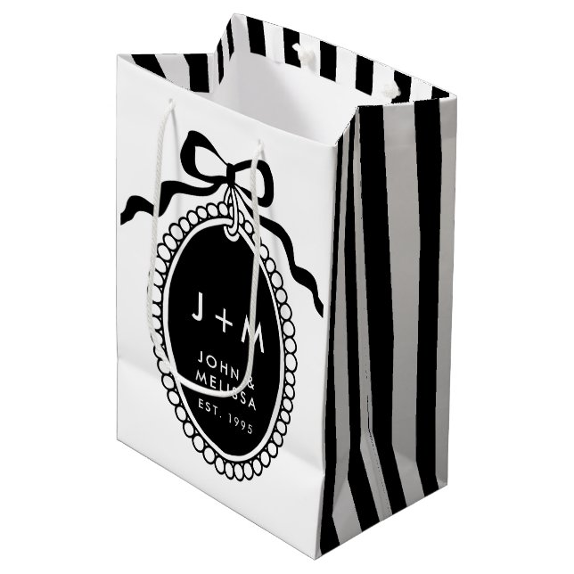 Bolsa De Regalo Mediana Black Bow Coquette Anniversary Charm (Angulo Anverso)
