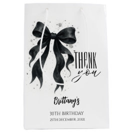 Bolsa De Regalo Mediana Black Bow Modern 30th Birthday 