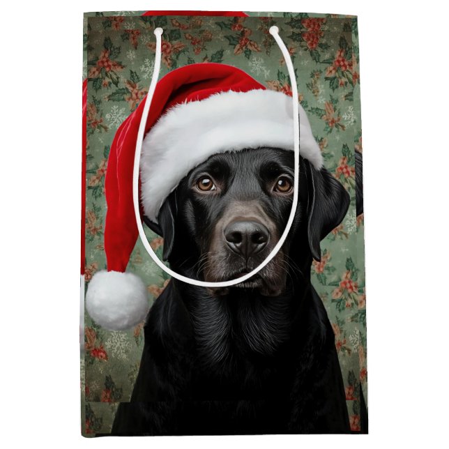 Bolsa De Regalo Mediana Black lab christmas (Anverso)