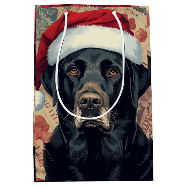 Bolsa De Regalo Mediana Black lab christmas (Anverso)