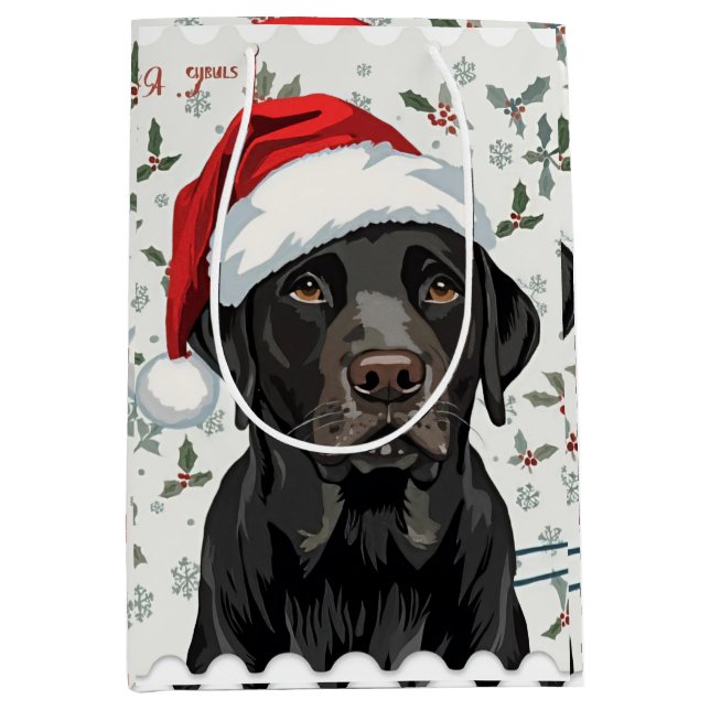 Bolsa De Regalo Mediana Black lab christmas (Anverso)