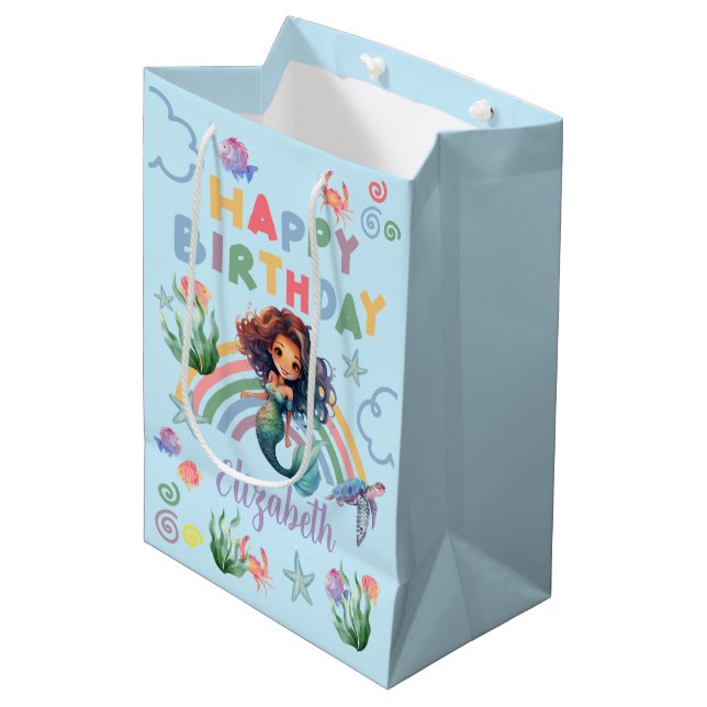 Bolsa De Regalo Mediana Black Mermaid Gift Bag in Blue (Angulo Anverso)