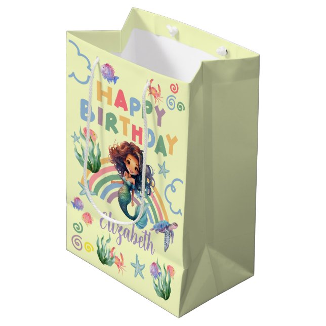 Bolsa De Regalo Mediana Black Mermaid Gift Bag in Yellow (Angulo Anverso)