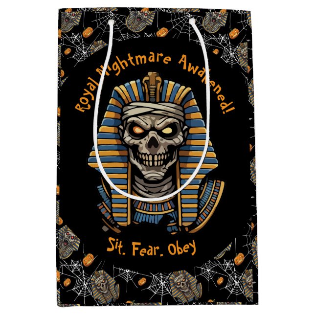 Bolsa De Regalo Mediana 🖤 Black Pharaoh Mummy Gift Bag 🎃 👑 (Anverso)