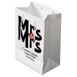 Bolsa De Regalo Mediana Black Red Bold Modern Personalizada Sra. y Sra.