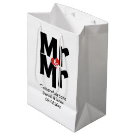 Bolsa De Regalo Mediana Black Red Bold Modern Personalizado Sr. y Sr.