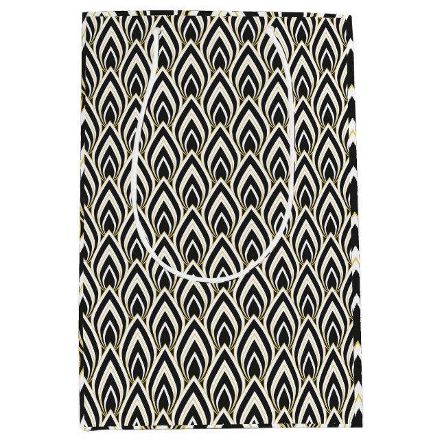 Bolsa De Regalo Mediana Black & White Art Deco  (Anverso)