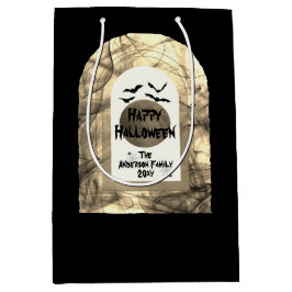 Bolsa De Regalo Mediana Black White Spookder Spider Bat Moon Happy Hallowe