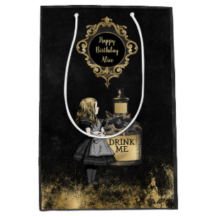 Bolsa De Regalo Mediana Black y oro personalizado Alice bebe me