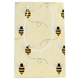 Bolsa De Regalo Mediana Black Yellow Gold Bees Baby Shower