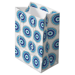 Bolsa De Regalo Mediana Blanco azul de ojos malvados griegos