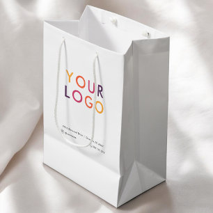Bolsa De Regalo Mediana Blanco del logotipo comercial