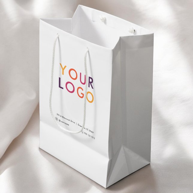 Bolsa De Regalo Mediana Blanco del logotipo comercial (Subido por el creador)