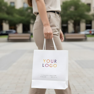 Bolsa De Regalo Mediana Blanco del logotipo comercial