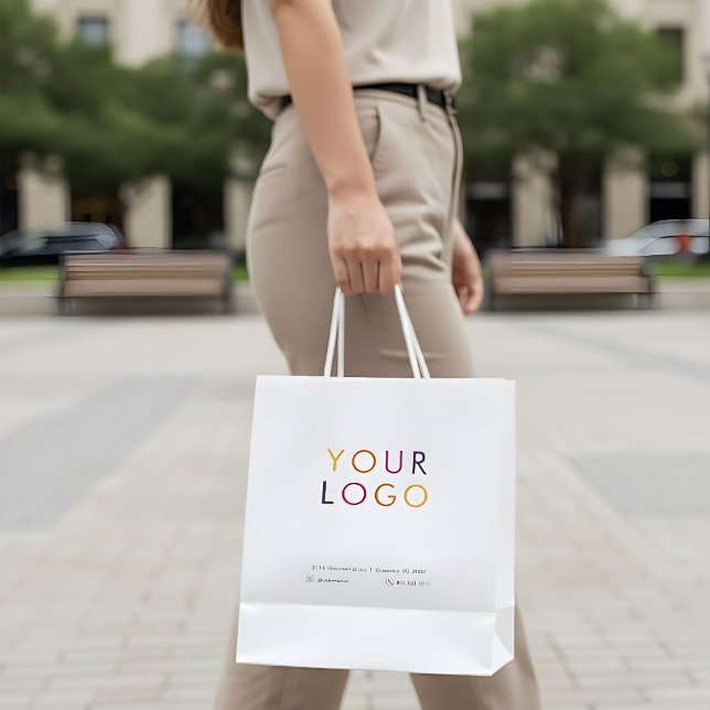 Bolsa De Regalo Mediana Blanco del logotipo comercial (Subido por el creador)
