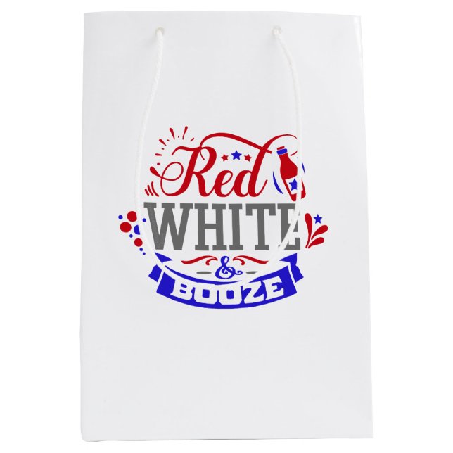 Bolsa De Regalo Mediana Blanco Rojo y Booze (Anverso)