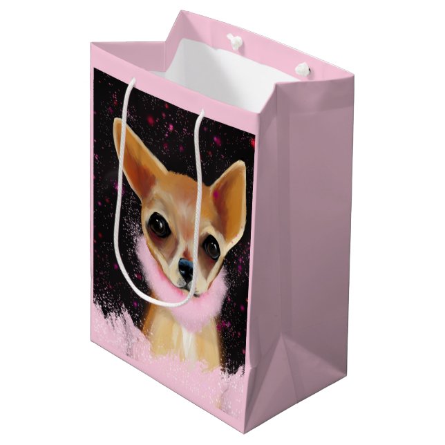 Bolsa De Regalo Mediana Bling Chihuahua (Angulo Anverso)