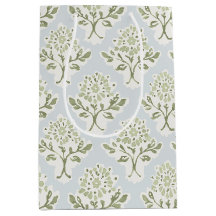Bloque floral suave de impresión verde en azul cie