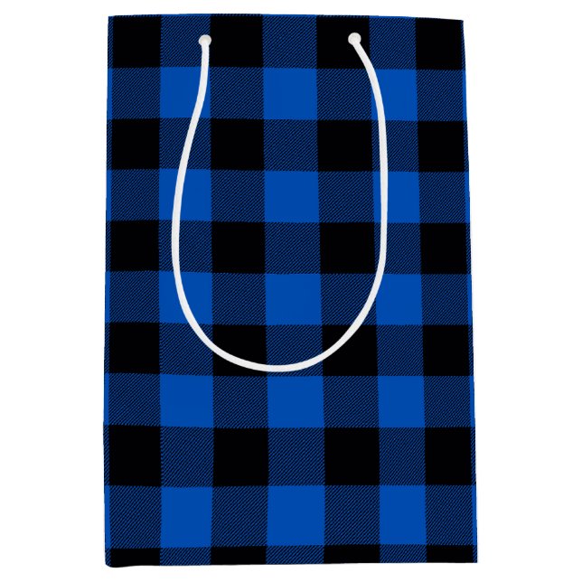 Bolsa De Regalo Mediana Blue and Black Buffalo Plaid (Anverso)