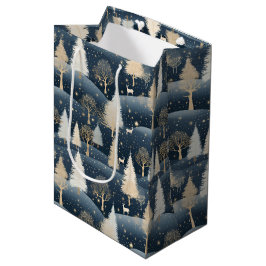 Bolsa De Regalo Mediana Blue and Cream Snowy Fields