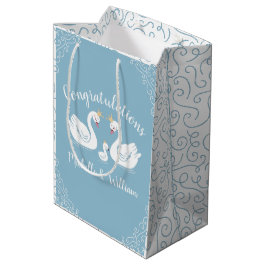 Bolsa De Regalo Mediana Blue Boy Swan Baby Shower