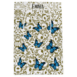 Bolsa De Regalo Mediana Blue butterfly gold garden