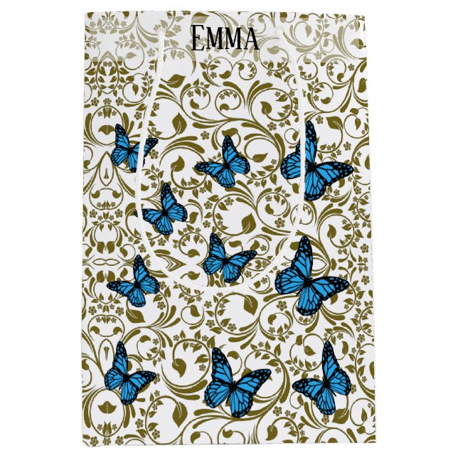 Bolsa De Regalo Mediana Blue butterfly gold garden (Anverso)