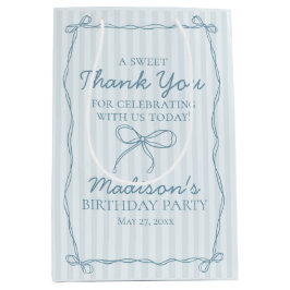 Bolsa De Regalo Mediana Blue Coquette Bow Pastel Favor de cumpleaños a ray