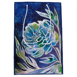 Bolsa De Regalo Mediana Blue Dahlia Marina artesanal color de agua floral