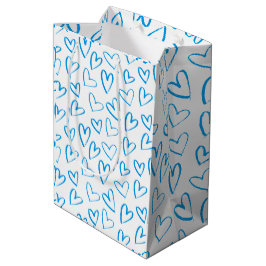 Bolsa De Regalo Mediana Blue Heart Pattern Medium Gift Bag