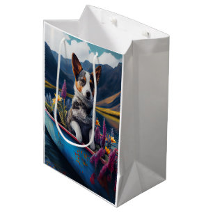 Bolsa De Regalo Mediana Blue Heeler on a Paddle: Una aventura panorámica