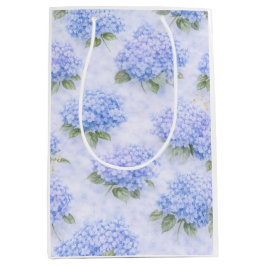 Bolsa De Regalo Mediana Blue Hydrangea Floral Medium Gift Bag