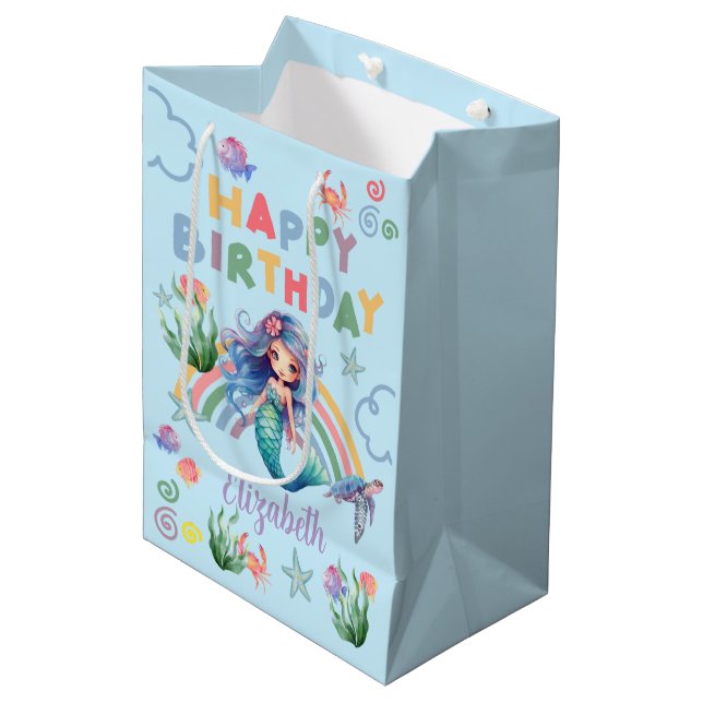 Bolsa De Regalo Mediana Blue Mermaid Gift Bag in Blue (Angulo Anverso)