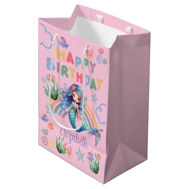 Bolsa De Regalo Mediana Blue Mermaid Gift Bag in Pink (Angulo Anverso)