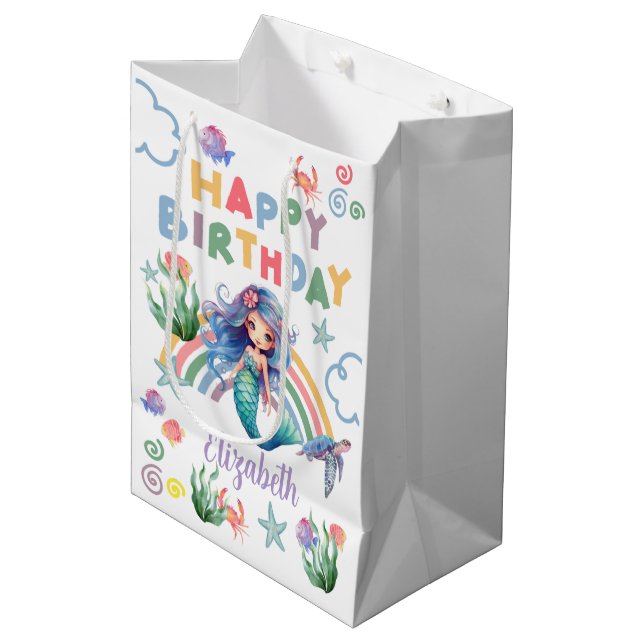 Bolsa De Regalo Mediana Blue Mermaid Gift Bag in White (Angulo Anverso)