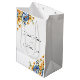 Bolsa De Regalo Mediana Blue Peonies Boda de margarita amarilla