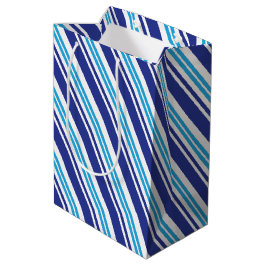 Bolsa De Regalo Mediana Blue Peppermint Stripe