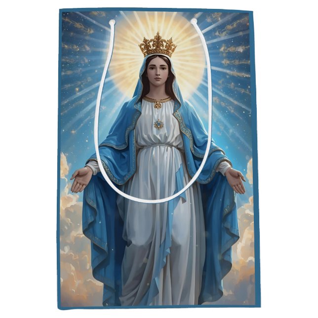 Bolsa De Regalo Mediana Blue Rgin Mary Heavenly (Anverso)