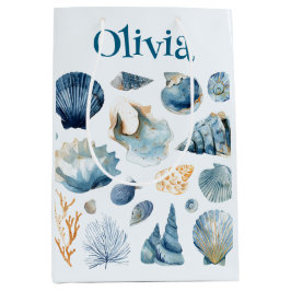 Bolsa De Regalo Mediana Blue Seashell Gift Bag | Custom Name