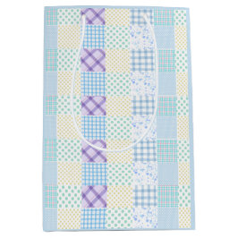 Bolsa De Regalo Mediana Blue-Themed Check Pattern