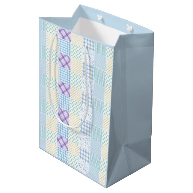 Bolsa De Regalo Mediana Blue-Themed Check Pattern (Angulo reverso)