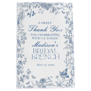 Bolsa De Regalo Mediana Blue Toile De Jouy Bridal Brunch Favores
