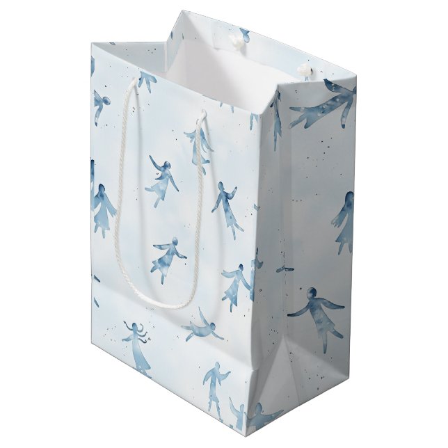 Bolsa De Regalo Mediana Blue Watercolor Abstract Silhouettes (Angulo Anverso)