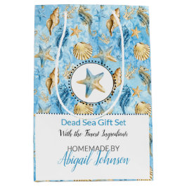 Bolsa De Regalo Mediana Blue Watercolor Beach Starfish Set de regalos