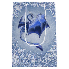 Bolsa De Regalo Mediana Blue Winter Dragon Fantasy Nature Art