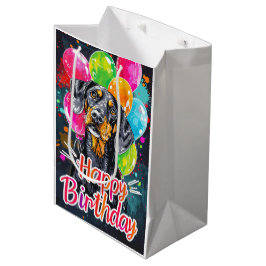 Bolsa De Regalo Mediana Bluetick Coonhound con Globos
