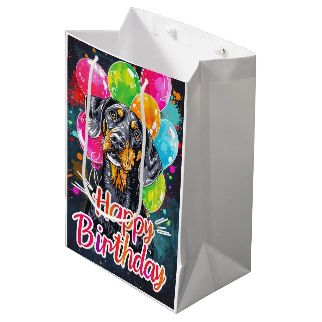 Bolsa De Regalo Mediana Bluetick Coonhound con Globos (Angulo Anverso)