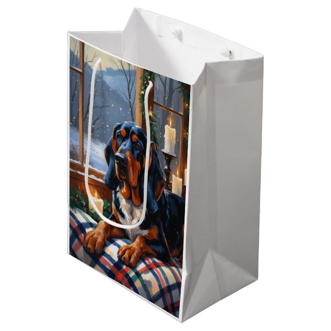 Bolsa De Regalo Mediana Bluetick Coonhound With Christmas Lights Holiday (Angulo Anverso)