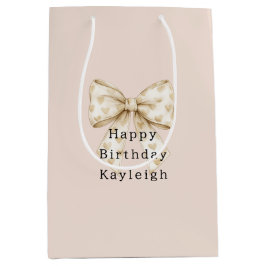 Bolsa De Regalo Mediana Blush Cream Hearts Bows Birthday
